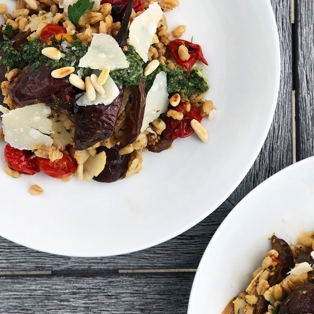 Late Summer Vegetable Salad with Roasted Garlic Salsa Verde