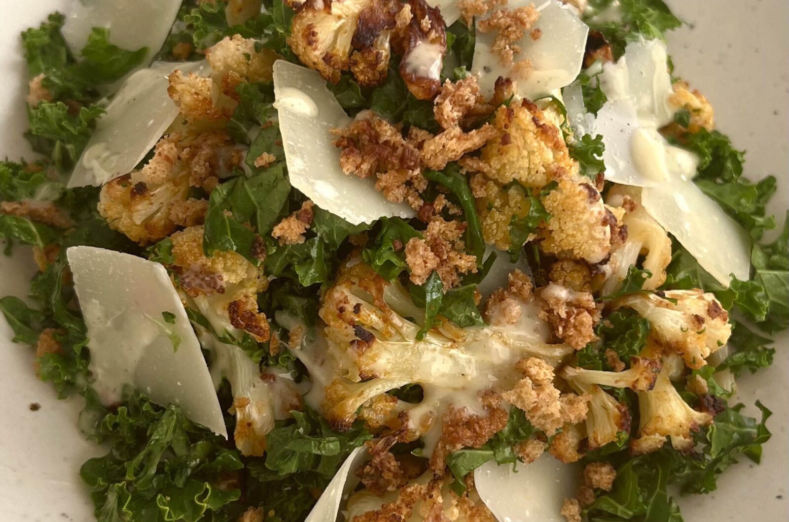 Kale and Roasted Cauliflower Caesar Salad