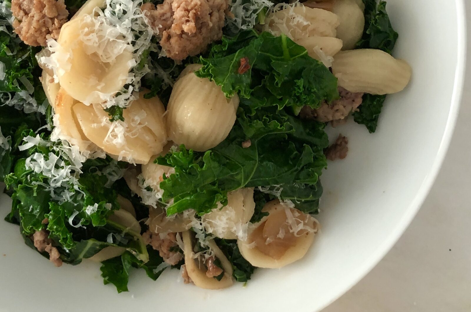 Orecchiette with Italian Sausage and Double Kale THE SALAD WHISPERER