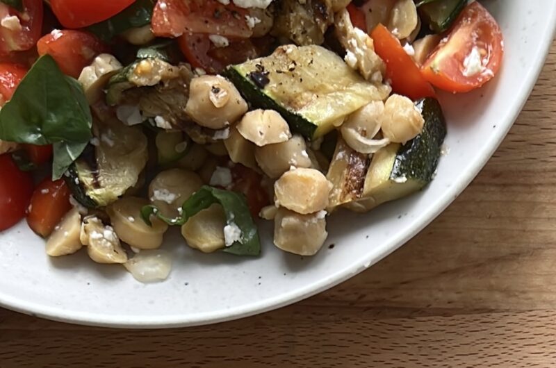 Grilled Zucchini, Tomato and Chickpea Salad with Balsamic Vinaigrette 