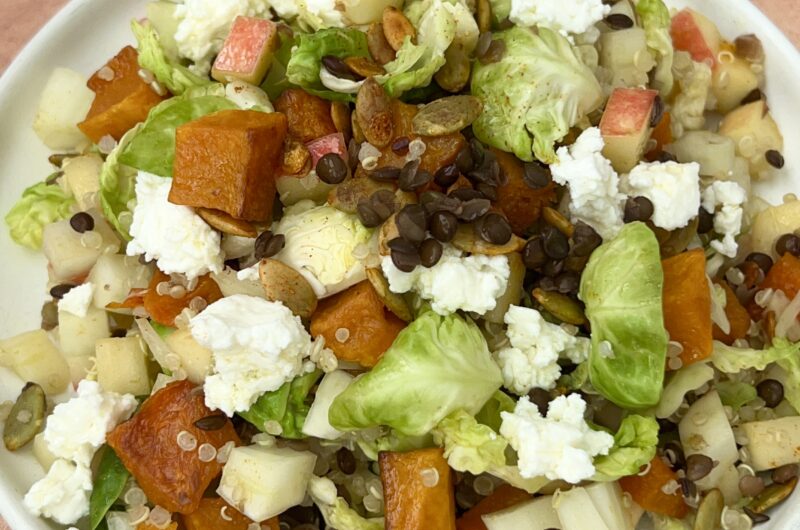 Fall Harvest Quinoa and Lentil Salad with Apple Cider Vinaigrette and Spiced Pepitas