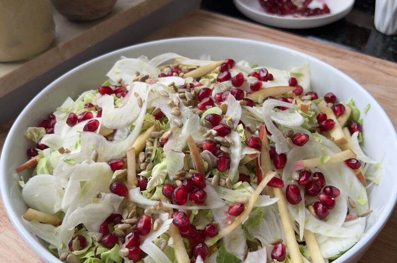 Fennel, Apple and Brussels Sprout Slaw with Maple Mustard Vinaigrette 