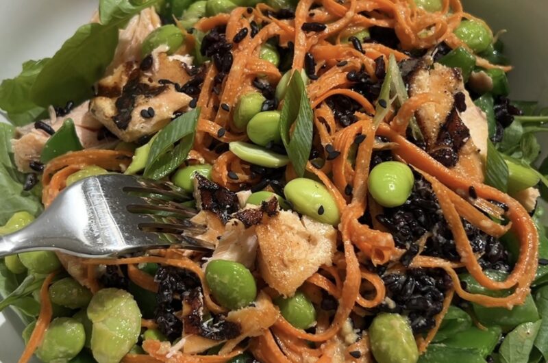 Salmon and Black Rice Salad Jars with Sesame Ginger Dressing