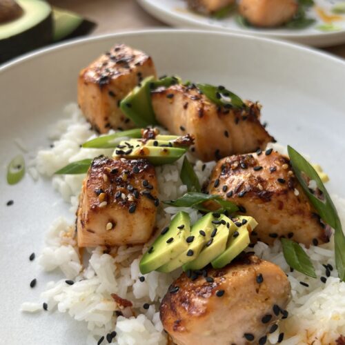 Air Fryer Miso Glazed Salmon Bites - The Salad Whisperer