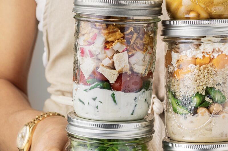 Everything But the Wedge Chicken and Green Bean Salad Jars with Blue Cheese Dressing